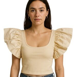 Miou Muse ruffled sleeved top size medium